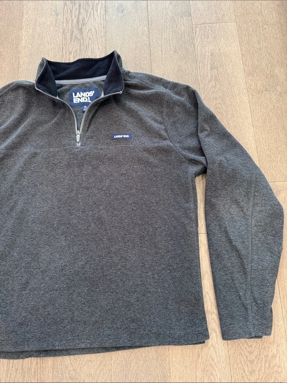 Lands’ End Fleece Quarter Zip Anyweather‎ Pullover Men’s XL High Collar Gray